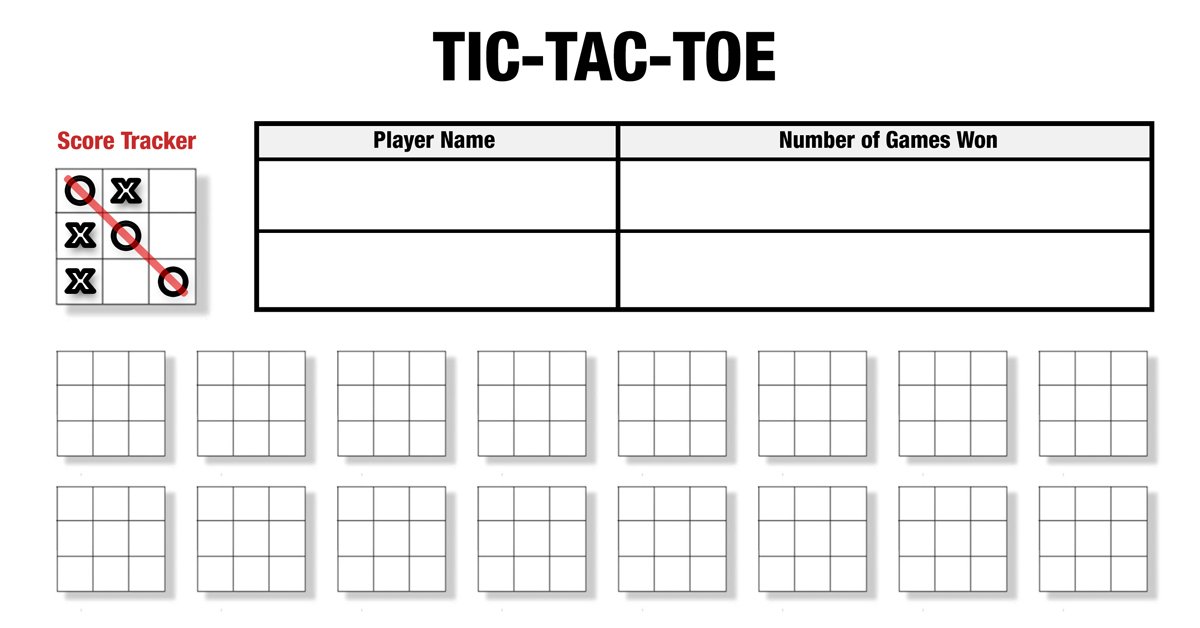 Printable Tic-Tac-Toe Game Paper Board Template